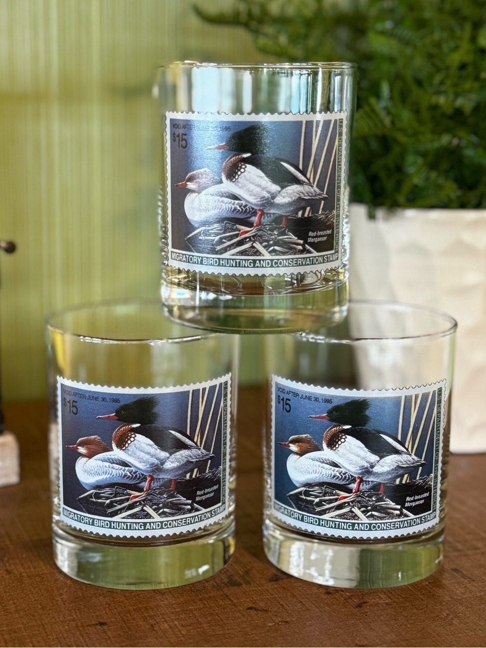 Federal Migratory Bird Duck Hunting Conservation Stamp Glass Set Neal Anderson
